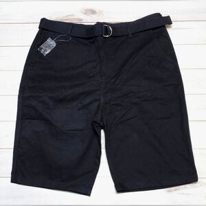 Wicked Stitch Men's Belted Casual Black Shorts Size 36 -New Without Tags